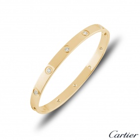 Cartier Yellow Gold Full Diamond Love Bracelet Size 18 B6040518 Cartier Yellow Gold Full Diamond Love Bracelet Size 18 B6040518